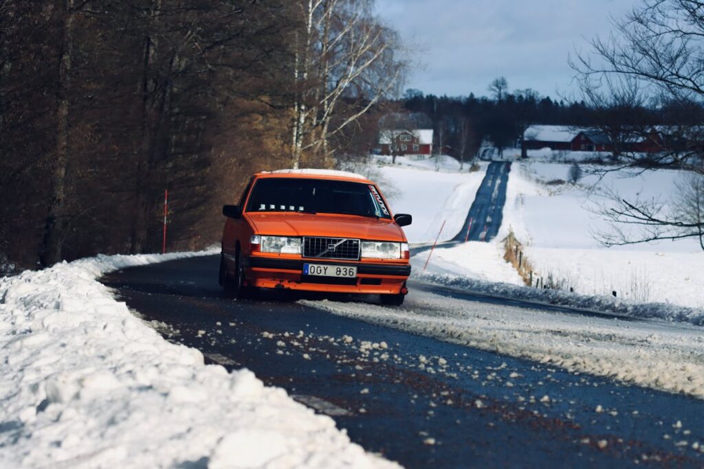 Moving Car in an Asphalt Road